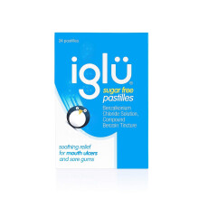 Iglu Sugar Free Pastilles. Soothing Relief for Mouth Ulcers and Sore Gums, 24-count