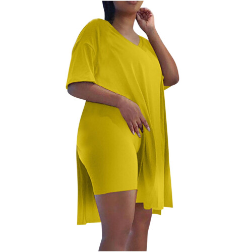 Καλοκαιρινά ρούχα για γυναίκες Γυναικεία Casual Plus Size2Piece ρούχα Κοντά μανίκια φαρδιά 1