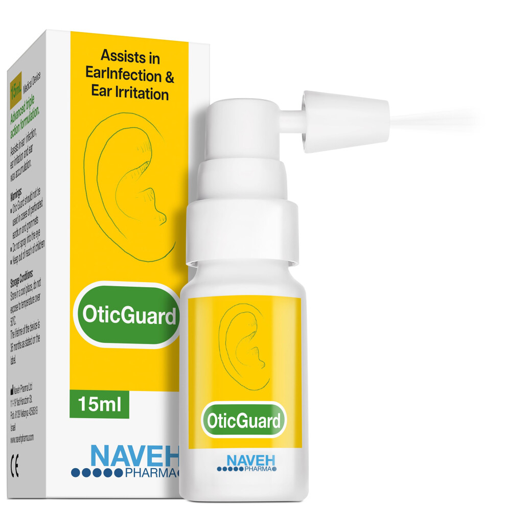 Naveh Pharma Otic Guard Natural Ear Spray 3 In 1 Herbal-Oil Blend For Ear Infections, Pain, Itchy Ears, Ear Wax Removal, Softener For Clogged Ear Rel