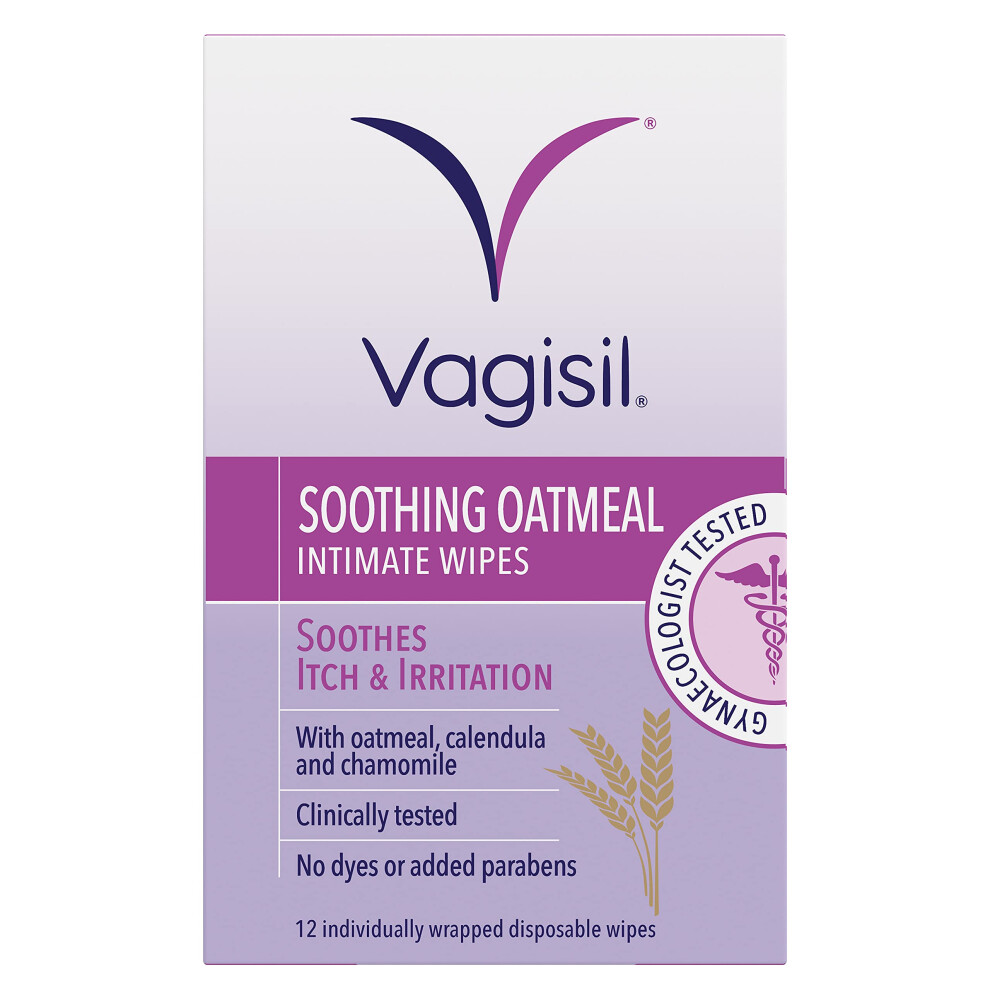 Vagisil Soothing Oatmeal Intimate Wipes For Burning & Irritation 12 Wipes Sachet