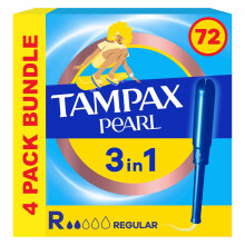 Tampax Pearl Regular Tampons Applicator Count 4 x 18 Super Saving Box