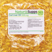 Natur Supps Cod Liver Oil Capsules High Strength 1000mg, 365 Omega 3 Softgels, EPA DHA Vitamin A Vitamin D3, 1 Year Supply, Gluten Free, UK Made
