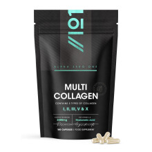 Multi Collagen 2400mg – Types I, II, III, V & X – 180 Capsules – Wild Caught Marine, Grass Fed Bovine, Eggshell & Free-Range Chicken Collagen Po