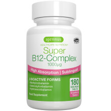 Igennus Super Vitamin B12-Complex 1000mcg Sublingual, Methylated Methylcobalamin, 180 Servings, Clean Label & Vegan, 3 High Absorption Forms, Sugar-F