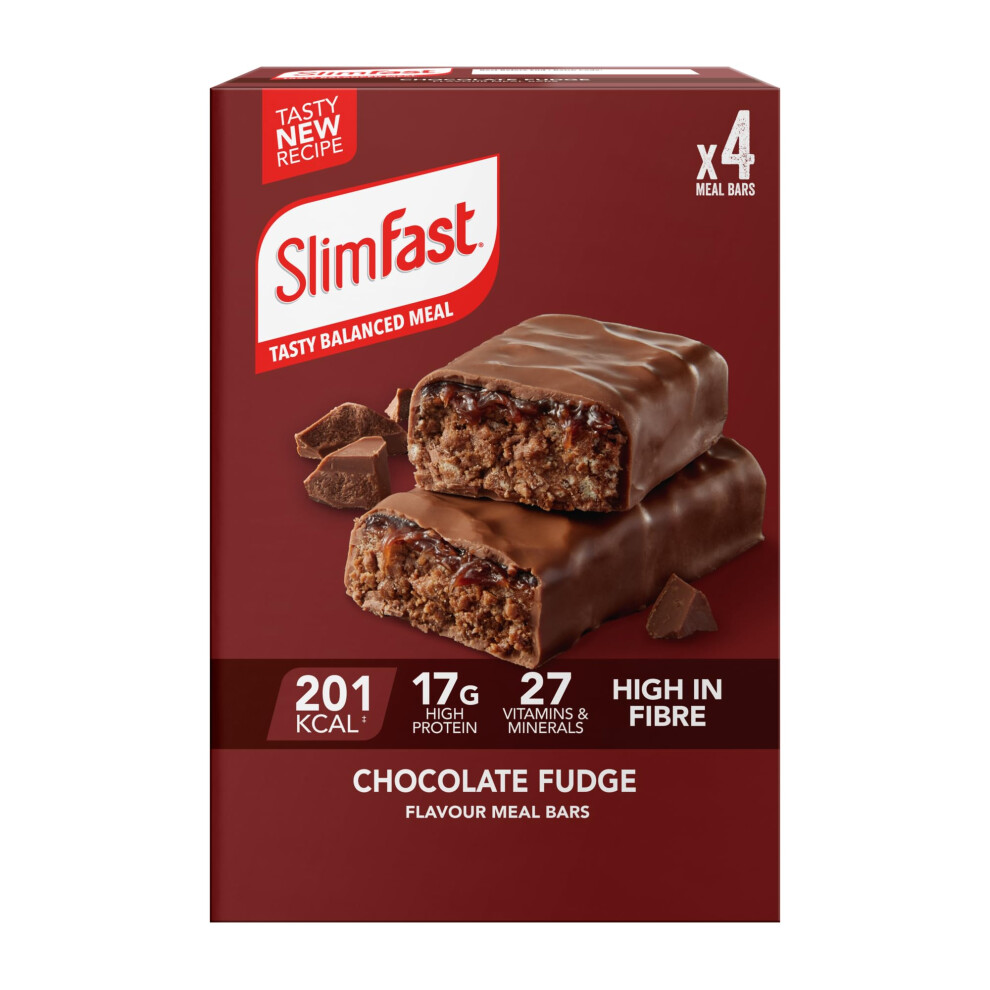 Slimfast Meal Replacement Snack Bar • Chocolate Fudge Flavour • 211 Cals • 15G P
