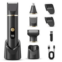 Beard Trimmer Men, 3-in-1 Electric Razor & Shaver for Face, Body & Nose, Cordless Mens Grooming Kit with Charging Dock, IPX7 Waterproof Wet & Dry Hair