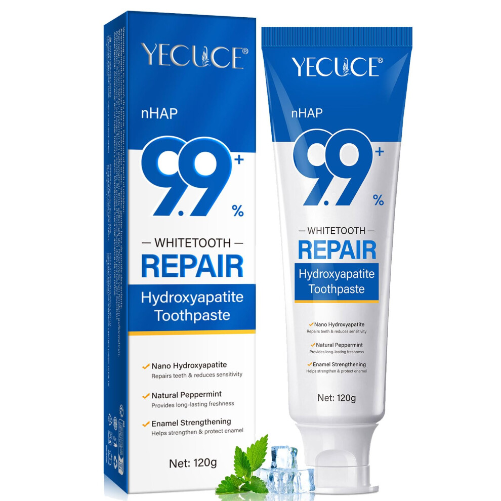 Roongduudll 9.9% Hydroxyapatite Toothpaste For Enamel Repair And Tooth Strengthening, Nano Hydroxyapatite Remineralizing Toothpaste, Fluoride Free Gentle Whiteni