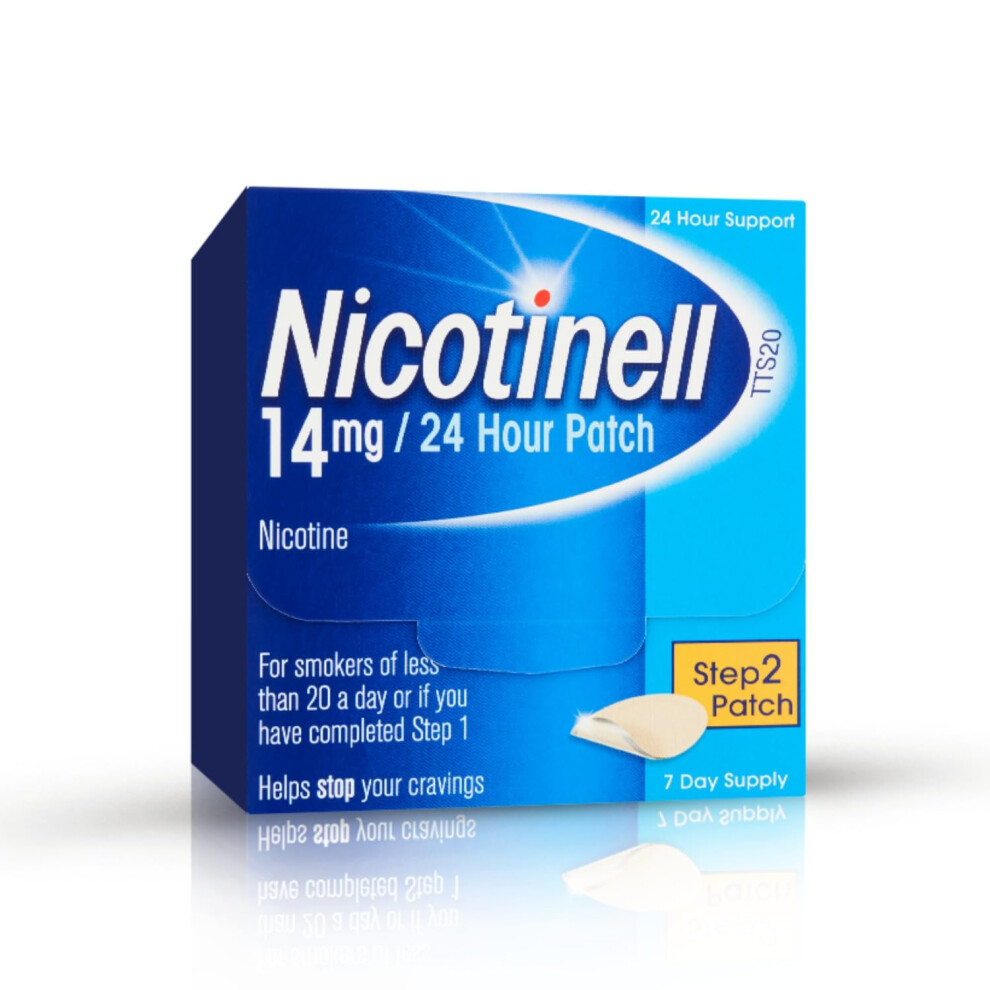 Nicotinell Nicotine 14Mg Patch (Pack Of 7), Nicotine Patches, Stop Smoking Aid, 24H Craving Control, Step 2 For Moderate Smokers, Quit Smoking Aid