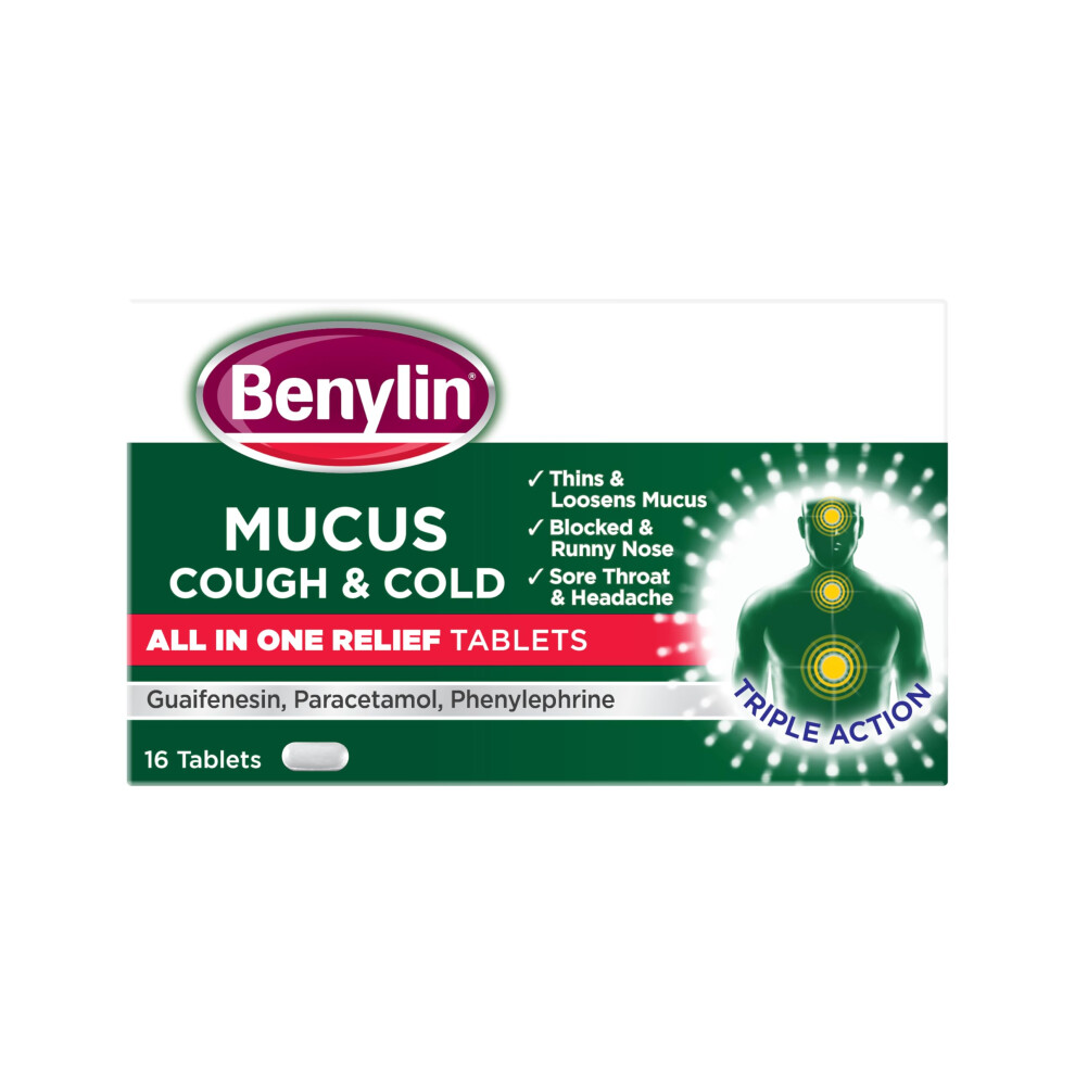 Benylin Mucus Cough & Cold All In One Tablets, 16 Each