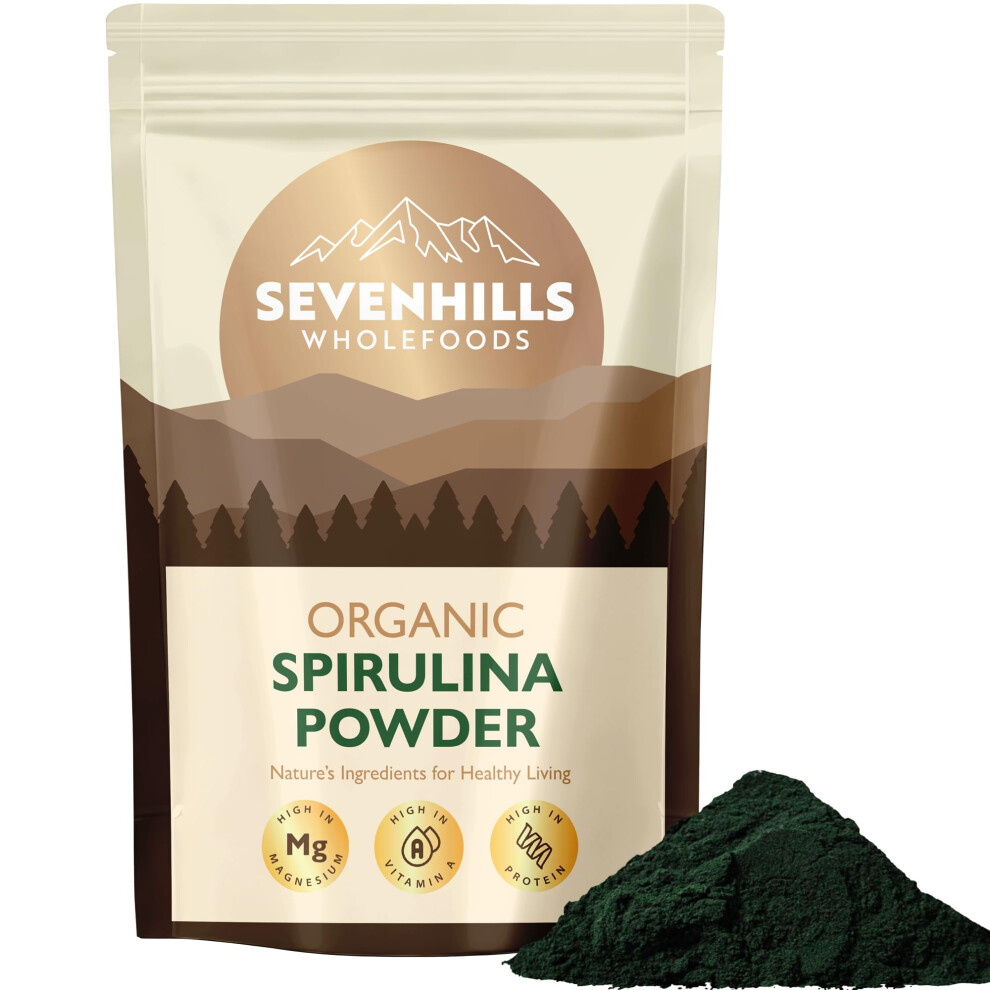 Sevenhills Wholefoods Organic Spirulina Powder 1Kg | Certified Organic | Nutrient-Dense | 100% Pure & Natural