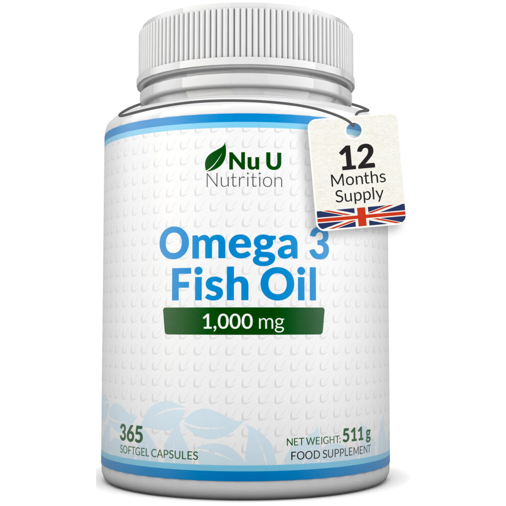 Photos - Vitamins & Minerals Nu U Nutrition - Omega 3 Fish Oil 1000mg - 365 Softgels  High Strength Triglyceride Form Omega3 with 540mg(12-Month Supply)