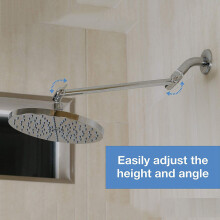 2X Adjustable Shower Arm Extension By, Brass Shower Extension Arm with High Polished Chrome Finish 11+ Inch