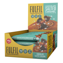 FULFIL Vitamin and Protein Bars, Chocolate Salted Caramel Flavour, Up to 15g High Protein Snacks, 9 Vitamins, Low Calorie FULFIL Protein Bars, 15 x 4