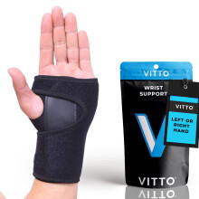 VITTO Wrist Support - Arthritis, RSI, Sprain, Fracture, Carpal Tunnel Wrist Splint w/Adjustable Wrist Straps, Removable Metal Plate - Unisex Wrist Su
