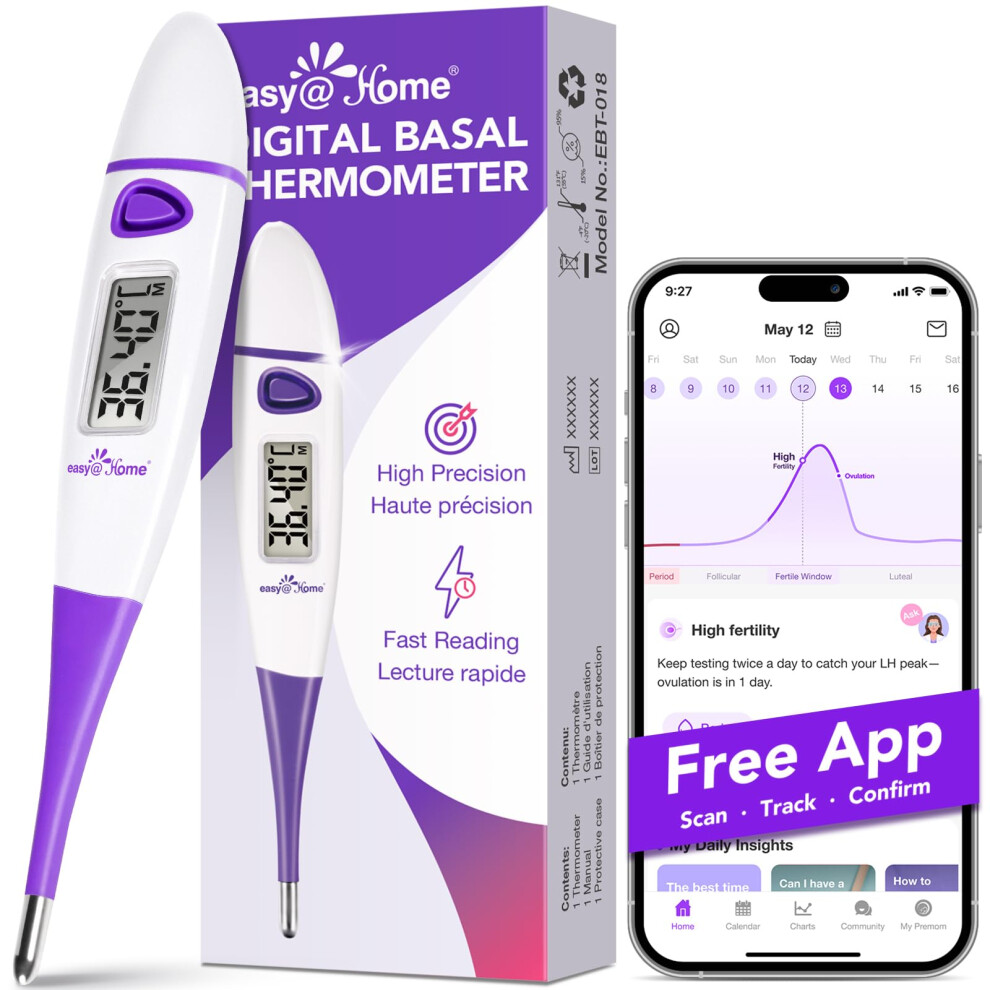 Easy@Home Ovulation Tracker Digital Basal Thermometer: Bbt