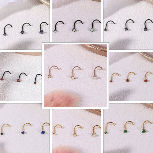 9 τεμάχια 20 γρ. Claw Round Crystal Ring Piercing Μικτού Χρώματος Κυβικό Ζιρκονίου Piercing 2
