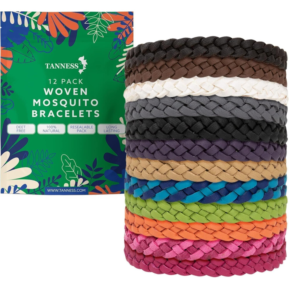 Tanness 12 Pack Mosquito Repellent Bracelet | Long|Lasting Insect & Mosquito Bands