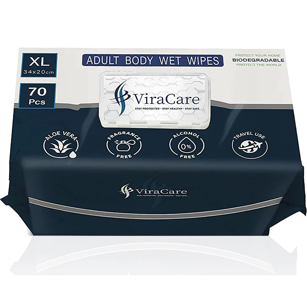 Viracare 70 X Wet Wipes For Adults | Intimate Wipes With Aloe Vera | Biodegradable | Body