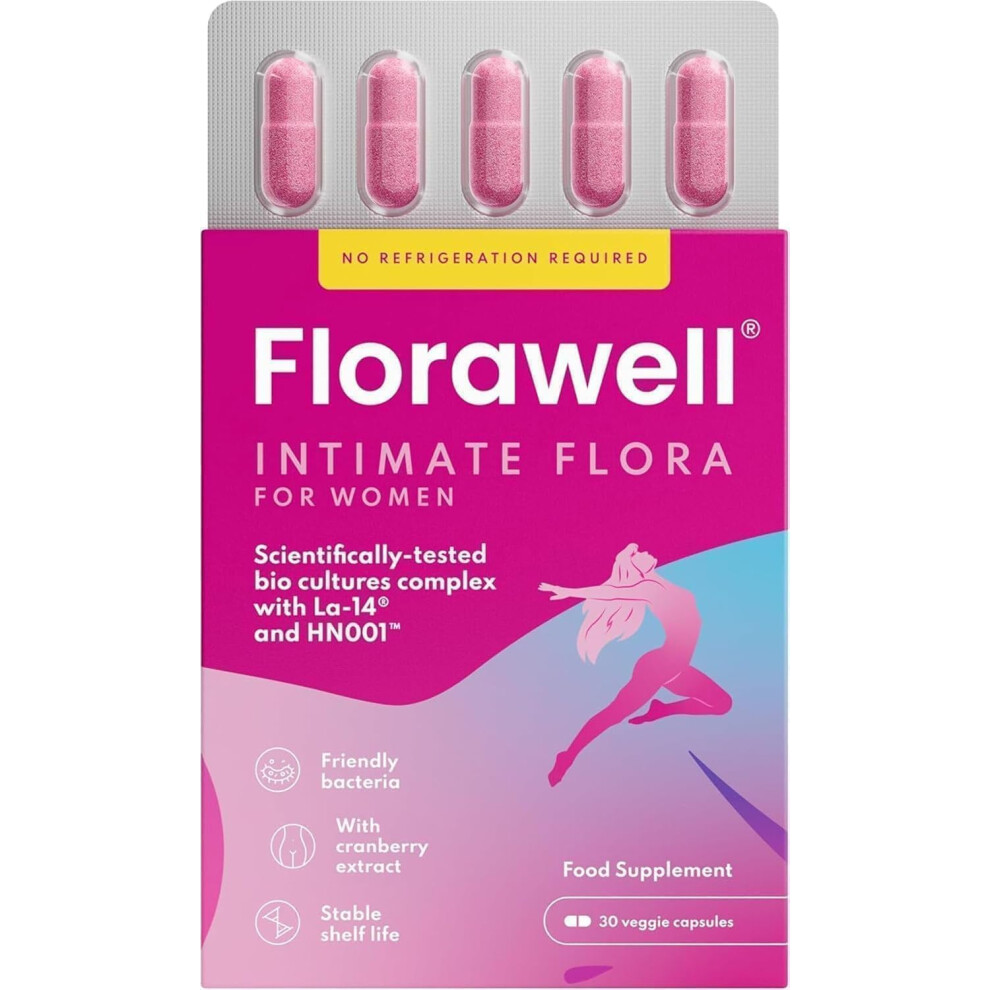 Florawell Vaginal Probiotics For Women Â Scientifically Proven Bio Cultures For WomenâS Intimate Flora Â With Cranberry Extract - 30 Oral Caps