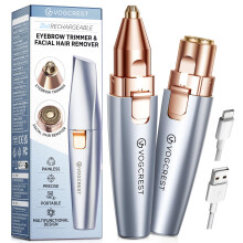 VG VOGCREST Eyebrow Facial Trimmer: 2 in1 Rechargeable Facial Hair Removal and Eyebrow Shaver - Face Lips Body Painless Facial Razor with Built-in LE