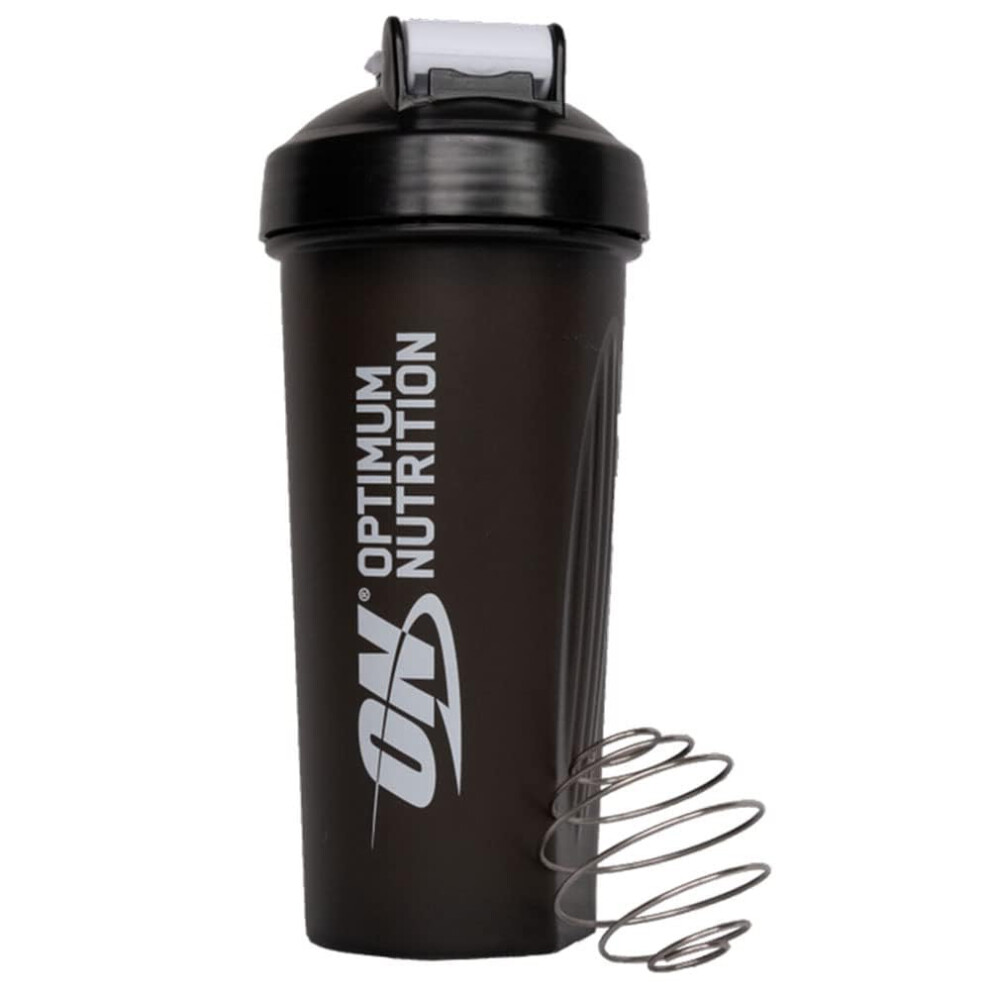 Optimum Nutrition On Shaker With Stainless Steel Mixing Ball, Bpa- And Dehp-Free, Dishwasher Safe, 600 Ml Black