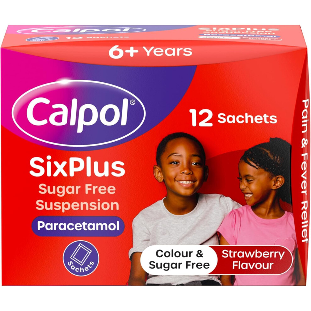 Calpol Sixplus Sugar Free Strawberry Paracetamol Sachets Pack Of 12
