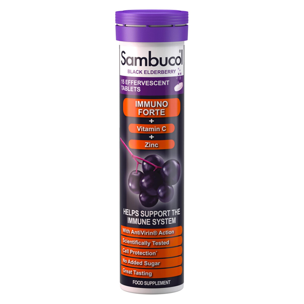 Sambucol Natural Black Elderberry Immuno Forte Effervescent Tablets | Vitamin C