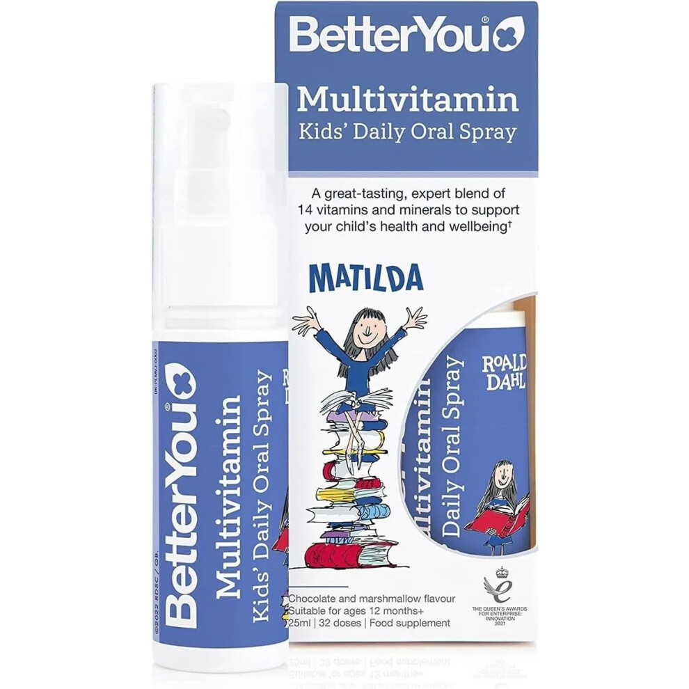 Betteryou Multivitamin Kids Oral Spray, Vitamin Supplement, Sugar Free Chocolate And Marshmallow Flavour, 1-Month Supply, Tablets And Gummies Free Vi