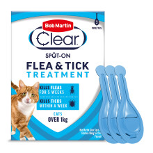 Bob Martin Clear Spot On Flea Treatment for Cats & Kittens - Kills Fleas & Ticks