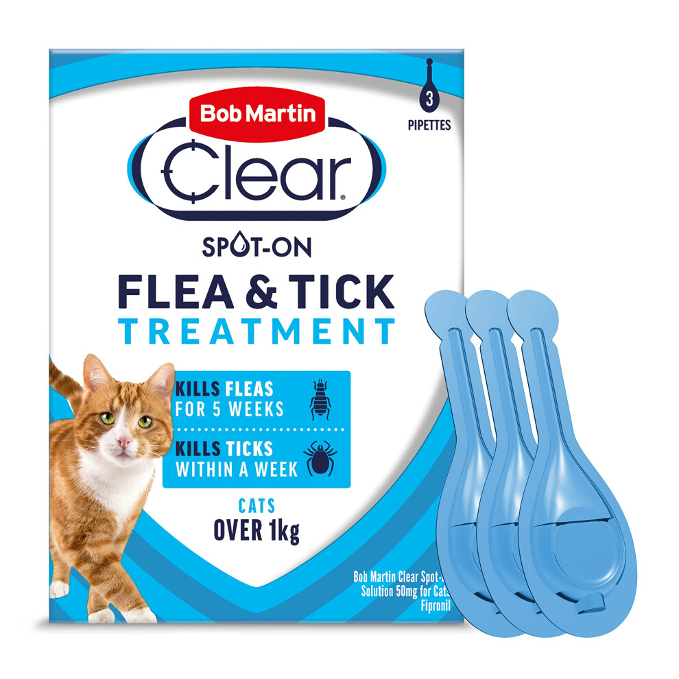 Bob Martin Clear Spot On Flea Treatment For Cats & Kittens - Kills Fleas & Ticks