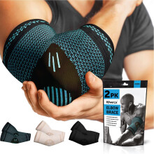 POWERLIX Elbow Support for Men/Women/Kids 2 Pack Elbow Brace Compression Arm Support