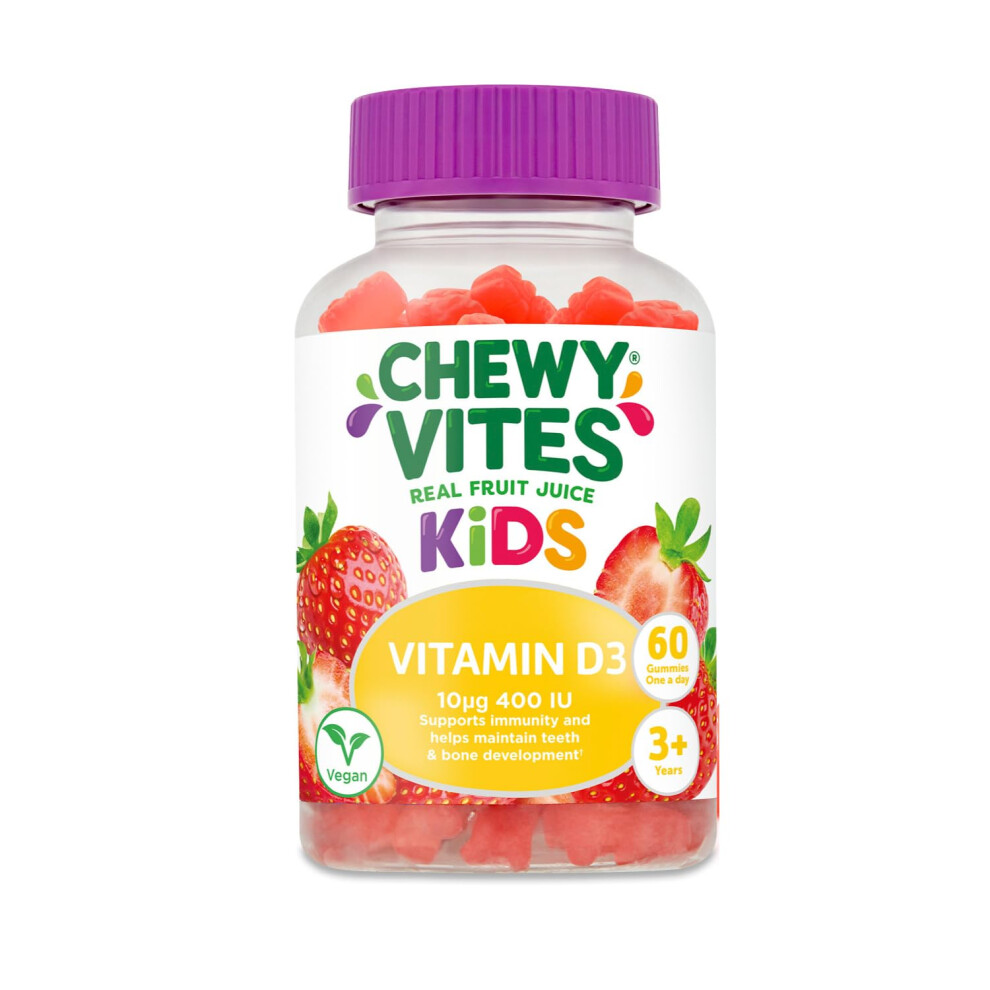 Chewy Vites Kids High Strength Vit D3, 60 Kids Vitamin D Gummies, 10 Mcg 400 Iu