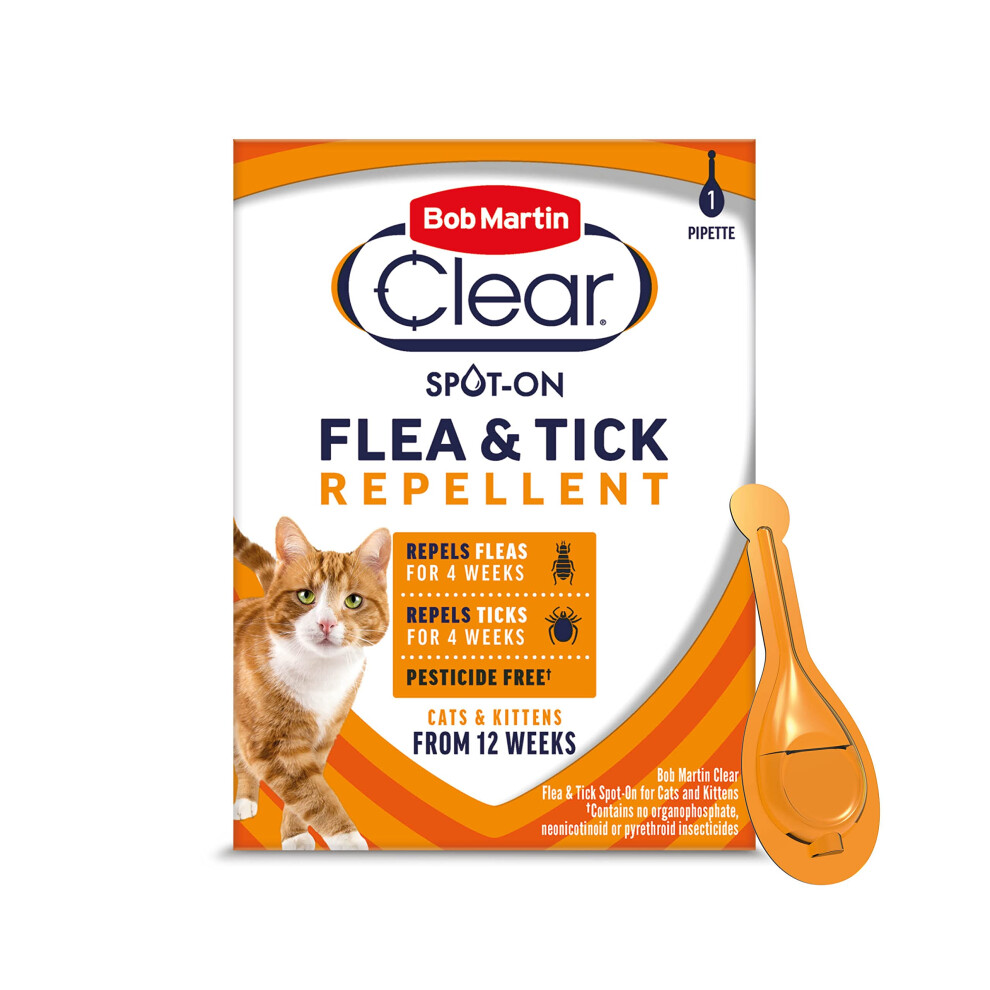 Photos - Other for Cats Bob Martin Clear Spot On Flea and Tick Repellent for Cats and Kittens - Pesticide-Free Protection (1 Pipette)