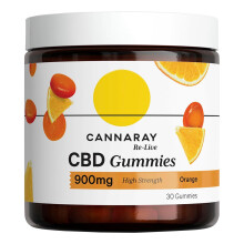 Cannaray CBD Gummies, 900mg | High Strength | Delicious Natural Orange Flavour (30 Gummies)