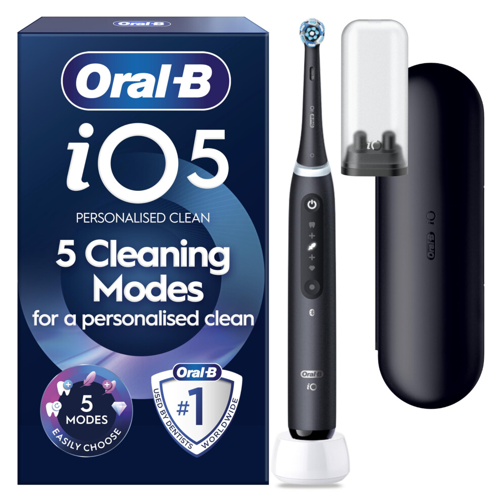 Oral-B Black Oral|B Io5 Electric Toothbrush For Adults 5 Cleaning Modes With Teeth
