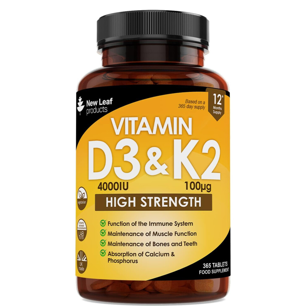 New Leaf Products Vitamin D3 K2 | Vitamin D3 4000Iu & Vitamin K2 100Ug (Mk7)