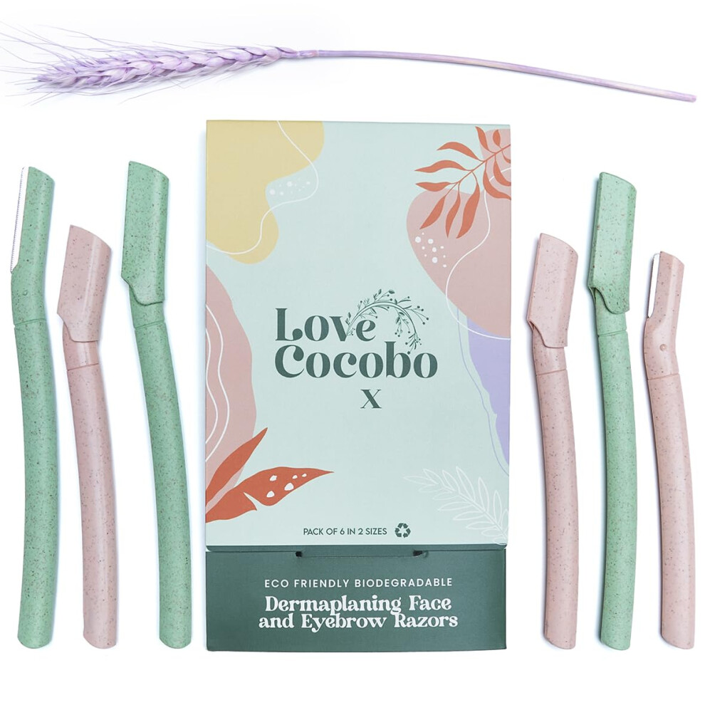 Love Cocobo | Dermaplaning Blades For Face | Eco Wheat Straw Eyebrow Razor | Face Razors For Women | Facial Hair Remover For Women | Peach Fuzz Remov
