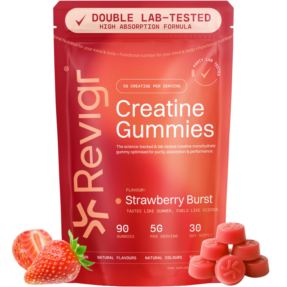Revigr Creatine Monohydrate Gummies 5000Mg Â 90 Vegan Sugar|Free Gummies Lab Tested With