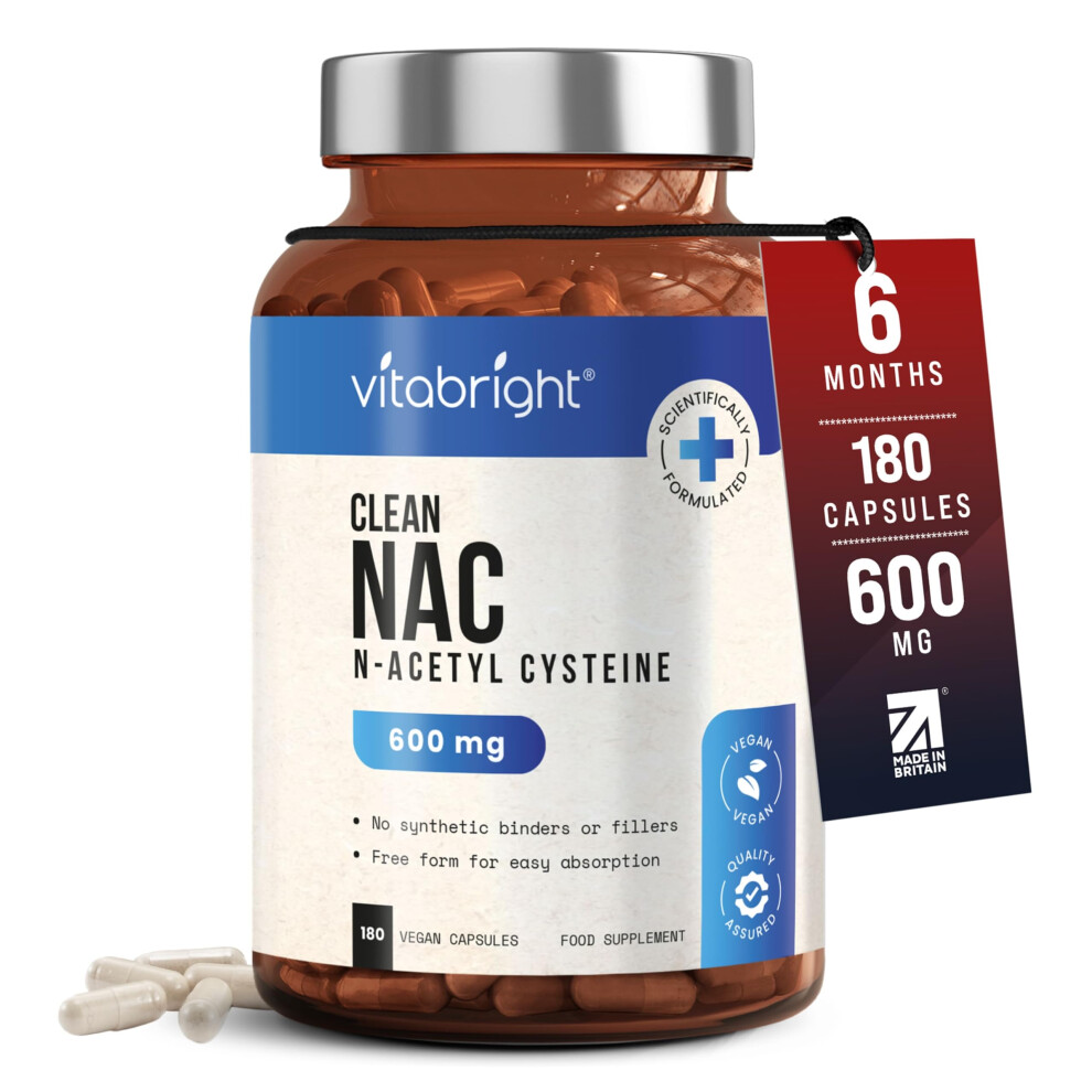 Vitabright Nac Supplement | 600Mg | 180 Capsules | Acetylcysteine Nutritional Supplements
