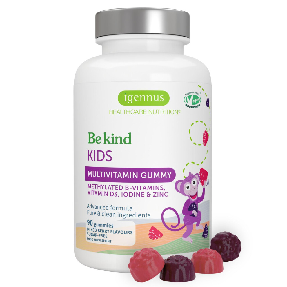 Photos - Vitamins & Minerals Igennus Methylated Kids Multivitamin Gummy, 90 Sugar Free Gummies, Growth, Brain, Immune Health, Highly Bioavailable B-Vitam