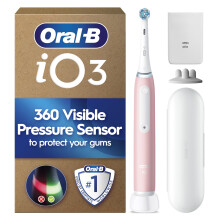 Oral|B iO3 Ultimate Clean Electric Toothbrush Blush Pink Long|Lasting Battery with Travel