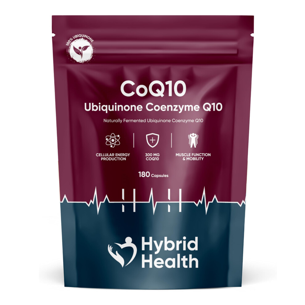 Hybrid Health Ubiquinone Coenzyme Q10 300 Mg Supplement | 180 Vegan Coq10