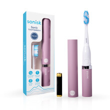 Sonisk Pulse | Battery Powered Electric Toothbrush | Portable Travel Size with Antimicrobial Sonic Technology | 1x Battery, 2X Brush Heads, 1x Travel