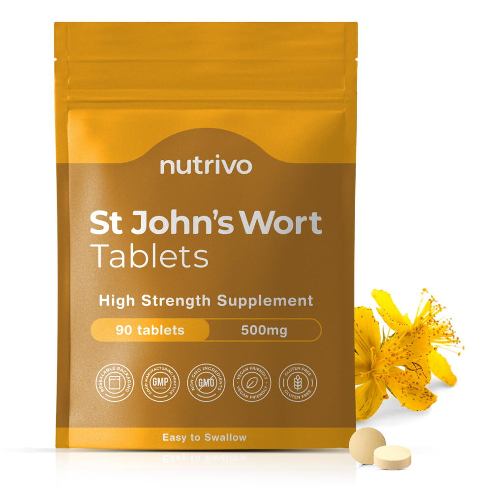 Photos - Vitamins & Minerals Nutrivo St Johns Wort 500mg - 90 Tablets | 3 Month's Supply | Vegan | UK Made