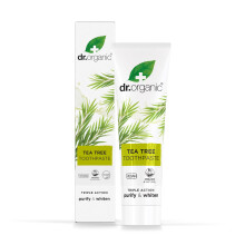 Dr Organic Tea Tree Toothpaste, Purifying, Natural, Natural, Vegan, Cruelty-Free, Paraben & SLS-Free, Recycled & Recyclable, Organic, 100ml, Packagin