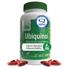 Ubiquinol 200mg as Kaneka QH Reduced CoQ-10 | Stabilized - 3rd Party Tested | Enhanced Bioavailability | Cardiovascular & Mitochondria Function Suppo