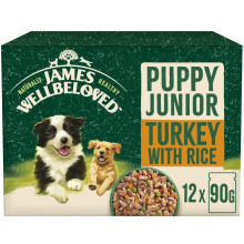 James Wellbeloved Grain Free Puppy Dog Food with Turkey in Gravy Pouch 12 x 90 g