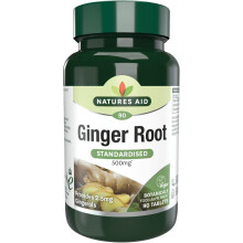 Natures Aid Ginger Root 500mg - Supports Digestion, Sickness, Nausea, Joint and Wellbeing - Botanical Supplement, Provides Gingerols and Shogaols - V