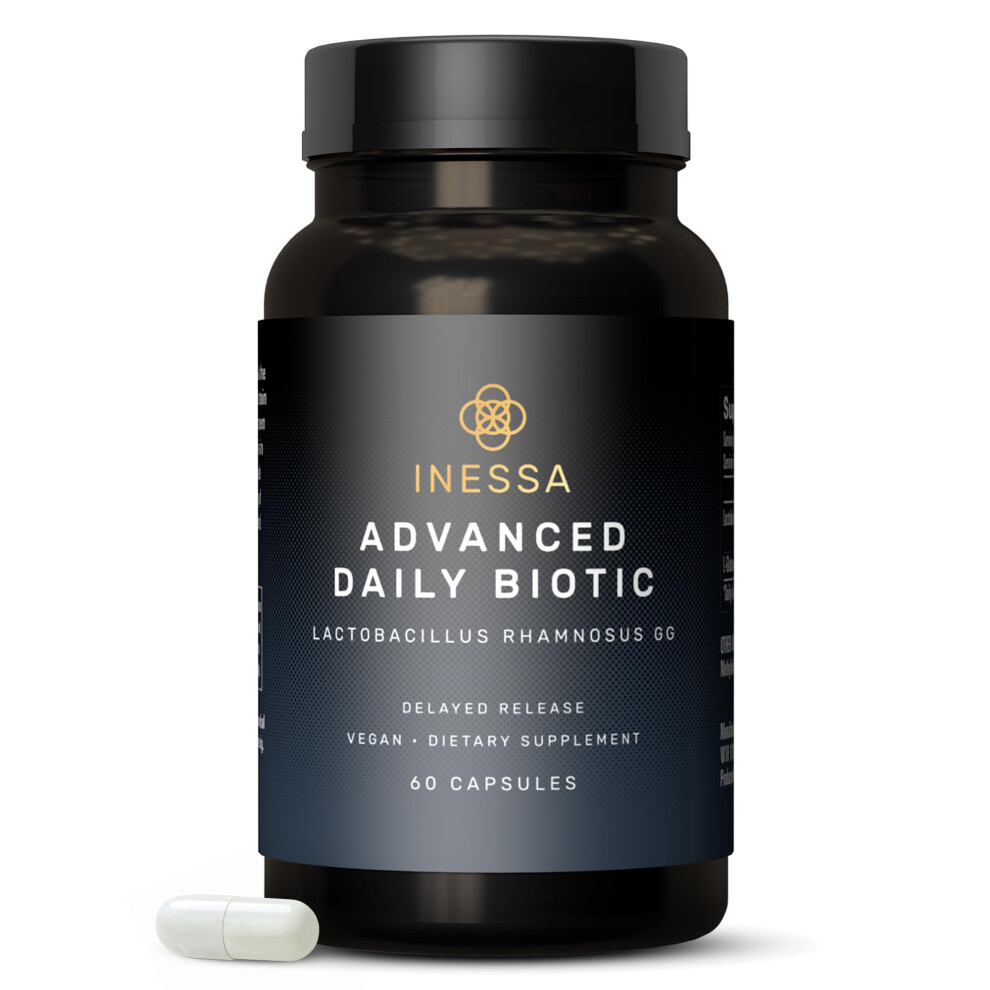 Inessa Probiotics Lactobacillus Rhamnosus Gg | 60 Daily Vegan Capsules | The Most Scientifically Studied Strain Globally, With The Greatest Level Of Clinica