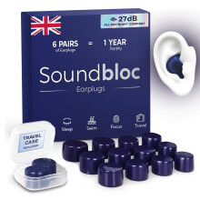 Soundbloc Earplugs - Ear Plugs for Sleep - 1 Year Supply - Custom Fit Noise Can